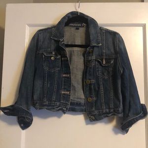 never been worn cropped denim jacket